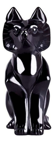 Tallado A Mano Obsidiana Negra Estatua De Zorro Buena Suerte