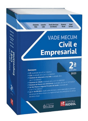 Vade Mecum Civil E Empresarial - Damásio, De Elisabete Vido,. Editora Rideel, Capa Mole Em Português, 2023