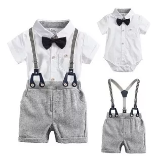 Conjunto Bebe Niño Nuevo Elegante Terno Camisa Short Importa