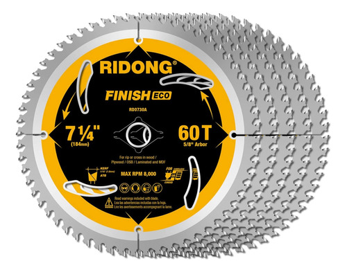Hoja De Sierra Circular Ridong De 7-1/4 Pulgadas Y 60 Diente