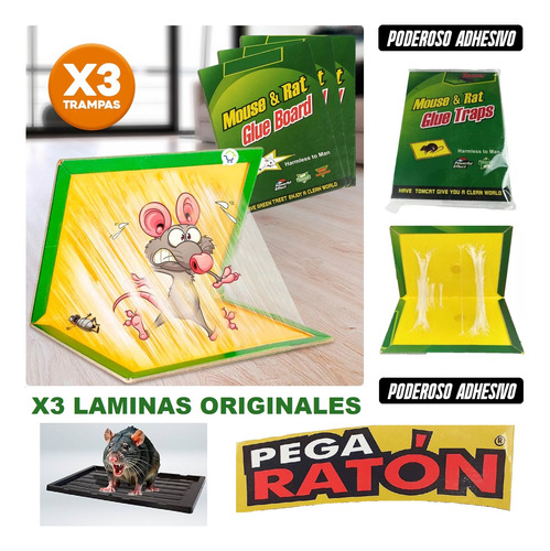 Pega Trampa Lamina Para Ratones Ratas Raton X3 (03) Laminas