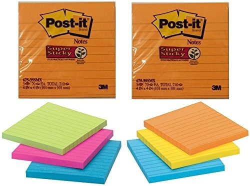 Notas Post-it, Super Cojín Pegajoso, 4 Pulgadas X 4 Pulgadas