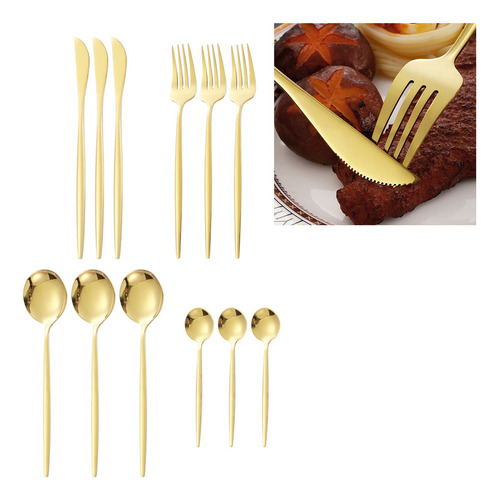 Navidad Juego De Vajilla, 12 Piezas, Cucharas, Cuchillos Y