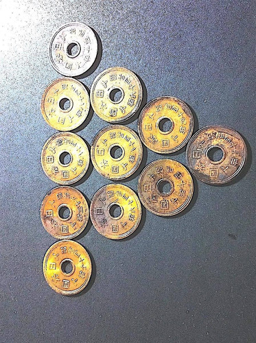 14 Monedas De Japón 1960s - 1970s Set Completo 5 Y 10 Yen 