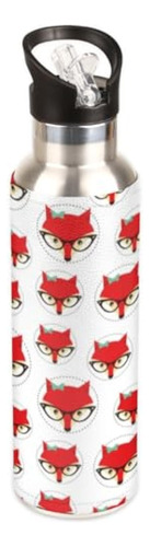 Cute Animal Fox Insulated Water Bottle 21 Oz Stainless Steel