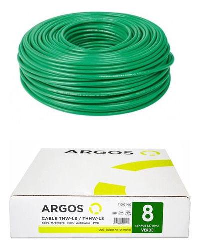 Cable Thhw-ls/thw-ls Argos Calibre 8 Awg (rollo 100 Metros)