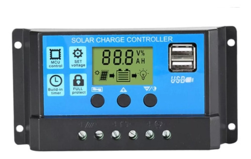 Controlador De Carga Solar Painel 10a Regulador 12v 24v Ad10