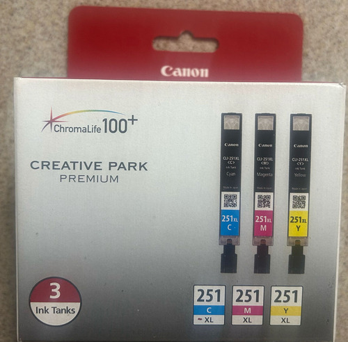 Canon Cli-251 Tinta Three Colors In Multiple Package, Compatible With Mg6320, Ip7220, Mg5420, Mx922, Mx722, Mg7120, Mg6420, Mg5520, Ix6820, Ip8720, Mg7520, Mg6620, Mg5620.