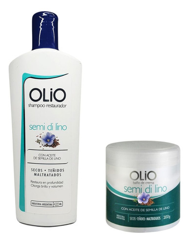 Shampoo + Baño De Crema Semi Di Lino Pelo Seco Teñido Olio