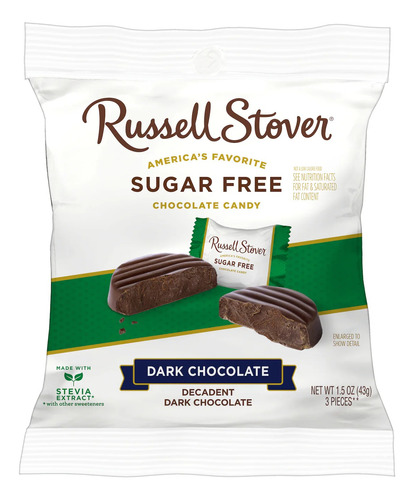 Russell Stover Dark Chocolate Sin Azúcar, Bolsa 43g