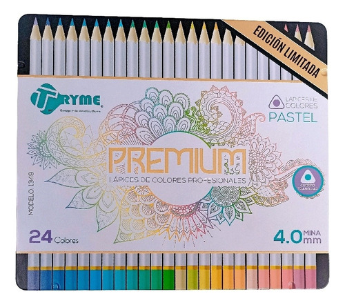 Tryme Premium 24 Lapices De Colores Profesionales Pastel