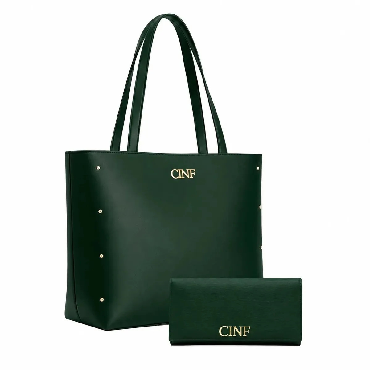 Bolsa Sacola Grande Universitária + Carteira Kit Com 2 Peças Verde Militar