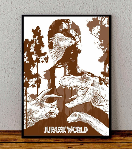 Cuadro 33x48 Poster Enmarcado Jurassic World Pelicula 03