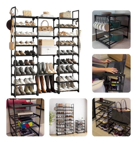Sapateira 4 Em 1 - 55 Pares Rack Estante Modular Multiuso