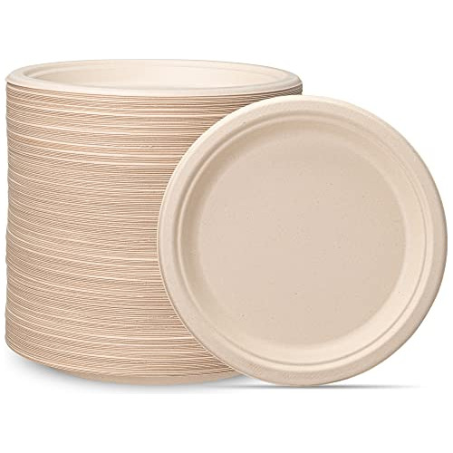 100% Compostable 9 Inch Heavyduty Paper Plates [250 Pac...