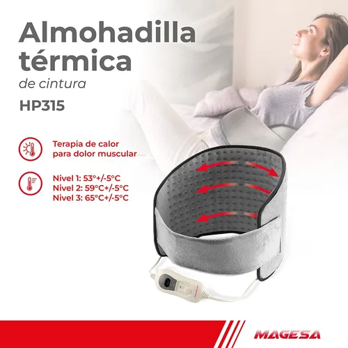 Almohadilla Termica Electrica Lumbar Magesa 3niv Calor Hp315