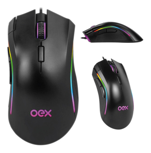 Mouse Gamer Oex Graphic Ms313 10000dpi Com Led Programável