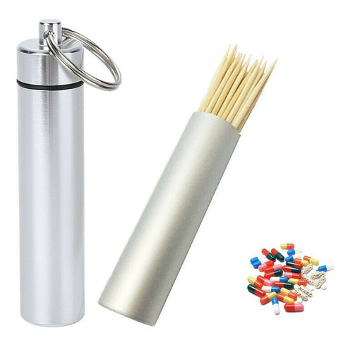 Imagen 4 de 9 de Llavero Pastillero Compactos Aluminio Hermetico Impermeable