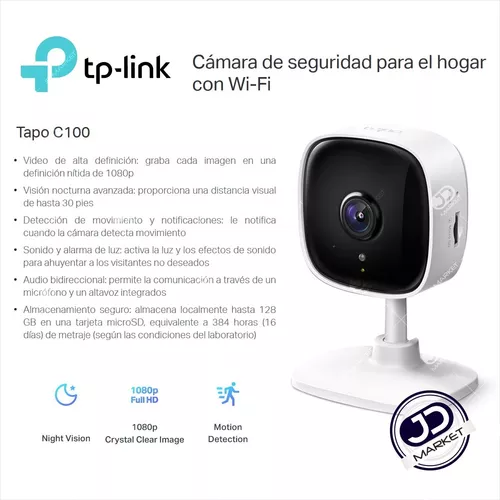 Cámara Seguridad Ip Wifi Tp-link Tapo C100 + Micro Sd 64gb