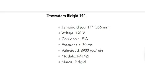 Tronzadora Ridgid 14