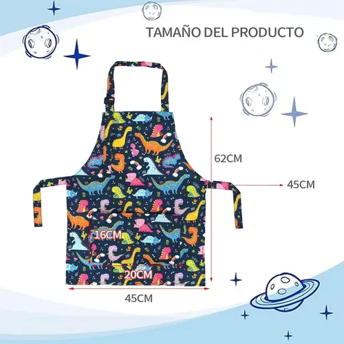 Babi Escolar Infantil Delantal Infantil Ajustable Impermeable Con Mangas - Azul | Para Cocinar Pintar Jardinería | Edad 3-9 Años Delantal Niño 3-9 Años