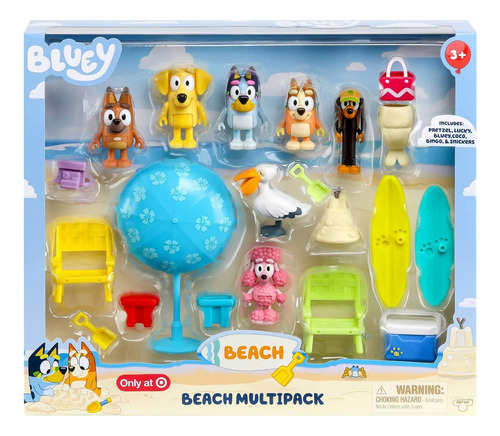 Bluey Y Sus Amigos Set Deluxe Playa Multipack Figuras