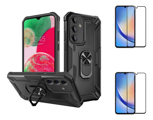 Case Bumper Para Samsung A34 + 2 Micas / Funda De 2 Piezas