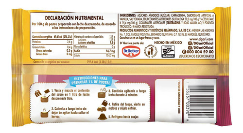 Flan Dgari Sabor Vainilla 115 G Postre Clásico