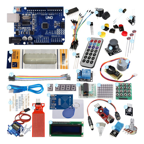 Kit de maleta para iniciantes compatível com Arduino Uno Duaitek R3