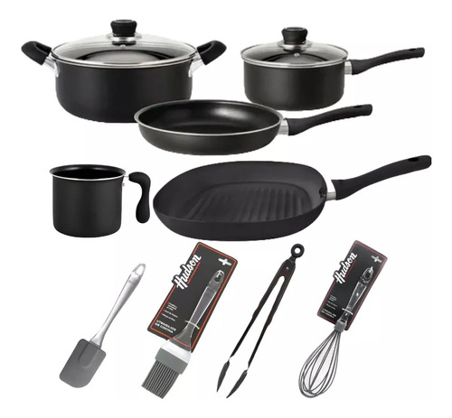 Set Hudson Original Bif Jarro Utensilio Negro Antiadherente