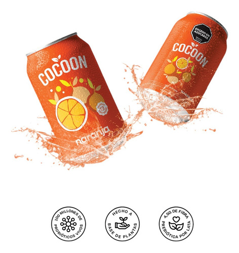 Pack X 6 Cocoon Gaseosa Soda C/ Probióticos Sabor Naranja