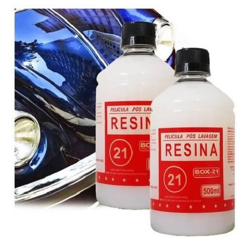 Kit 2un. Resina Cera Auto Brilho Pós Lavagem Box 21 500ml