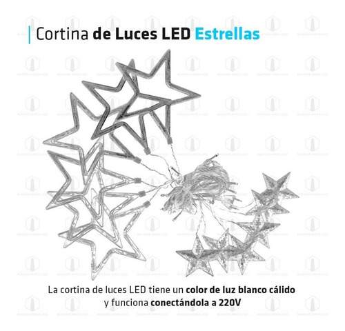Imagen 2 de 10 de Cortina Led Luces Estrellas 2d Tira 3 Metros 220v Navidad