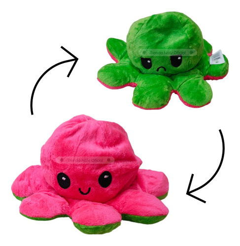 Pack X10 Peluche Pulpo Reversible Feliz Enojado 20 Cm - Nalu