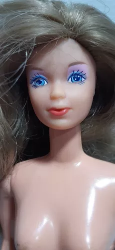 boneca antiga de maquiar e pentear da glasslite