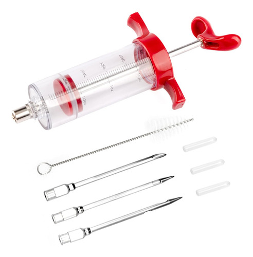 Kit Jeringa Inyectora De Carne De Pavo Con 3 Adobos Para Ahu