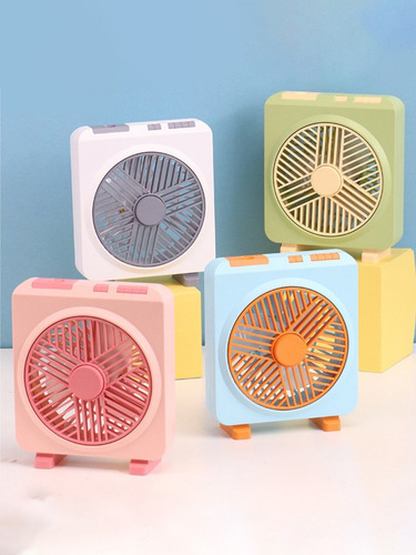 1 Bonito Ventilador Cuadrado Recargable Usb Para Escritorio Cantidad De Aspas 3 Estructura Multicolor Aspas Transparente Diámetro 11 Cm Material De Las Aspas Plástico