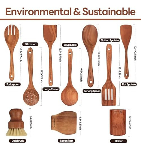 Cucharas De Madera Para Cocinar, Juego De Cucharas De Cocina