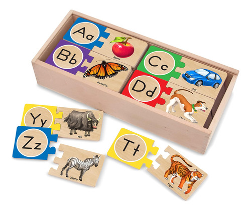 Melissa & Doug Rompecabezas De Madera Con Alfabeto Autocorre