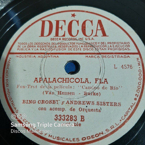 Pasta Bing Crosby Y Andrews Sisters Decca C156