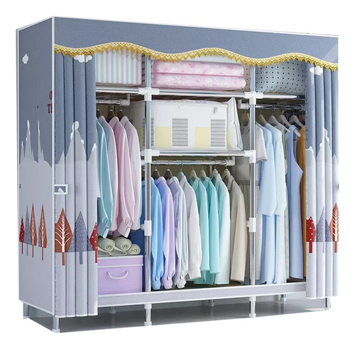 165×45×170 Closet Grande Ropero Armable Portátil Organizador Color Gris