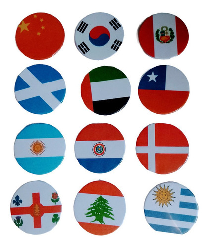 Imagem 1 de 5 de Cartela De Bottons Bandeiras | Broches | Pins | Customização