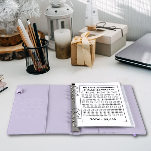 Carpeta De Cuero Pu Con 100 Sobres, Carpeta De Desafíos,