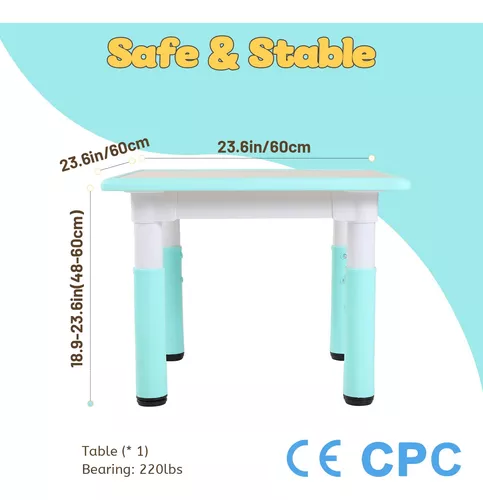 FUNLIO Mesa ajustable para niños, mesa de 3 niveles de altura ajustable  para niños de 3 a 8 años, mesa infantil fácil de limpiar, para