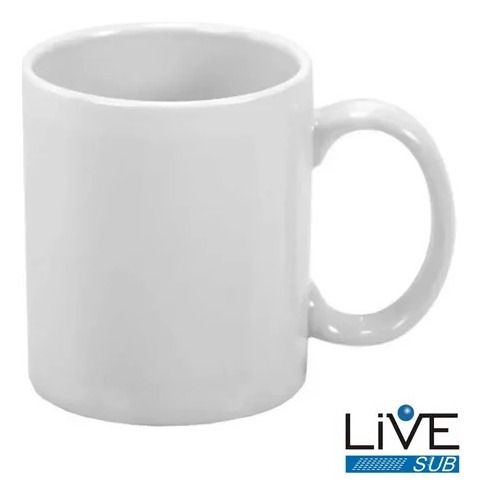 Caneca Brancas Porcelana Sublimação 325ml Live Caixa Com 36 Cor Branco