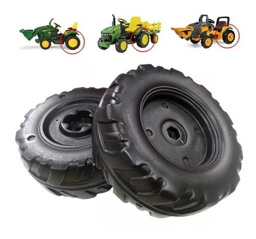 Kit 2 Rodas Traseiras Trator Infantil Eletrico John Deere