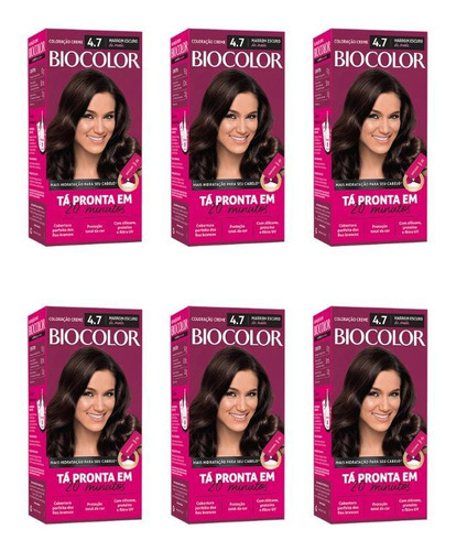  Coloraçao Biocolor Creme 4.7 Marrom Escuro Da Moda-kit C/6un