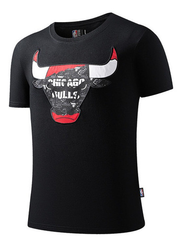 Imagen 5 de 6 de Polera Nba Urban Doodle Chicago Bulls Negro Hombre