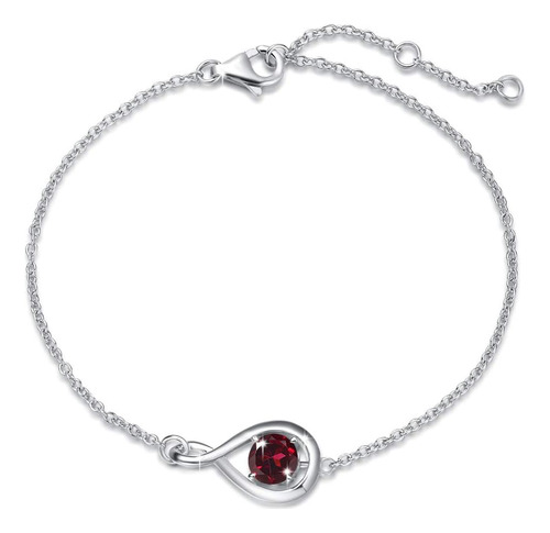 Fancime Pulsera De Granate De Plata De Ley 925, Delicadas Pu