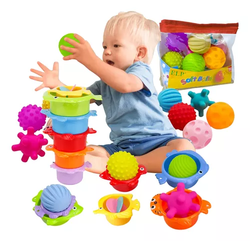  ROHSCE Paquete de 10 bolas sensoriales para bebés y niños, de 6  a 12 meses, bolas de juguete para bebés y niños pequeños, masaje, suave,  texturizado, multibolas.. : Juguetes y Juegos